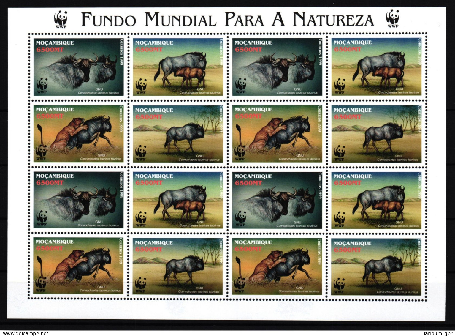 Mosambik 1575-1560 Postfrisch Als ZD-Bogen, Gnus WWF #IG251 - Mozambico