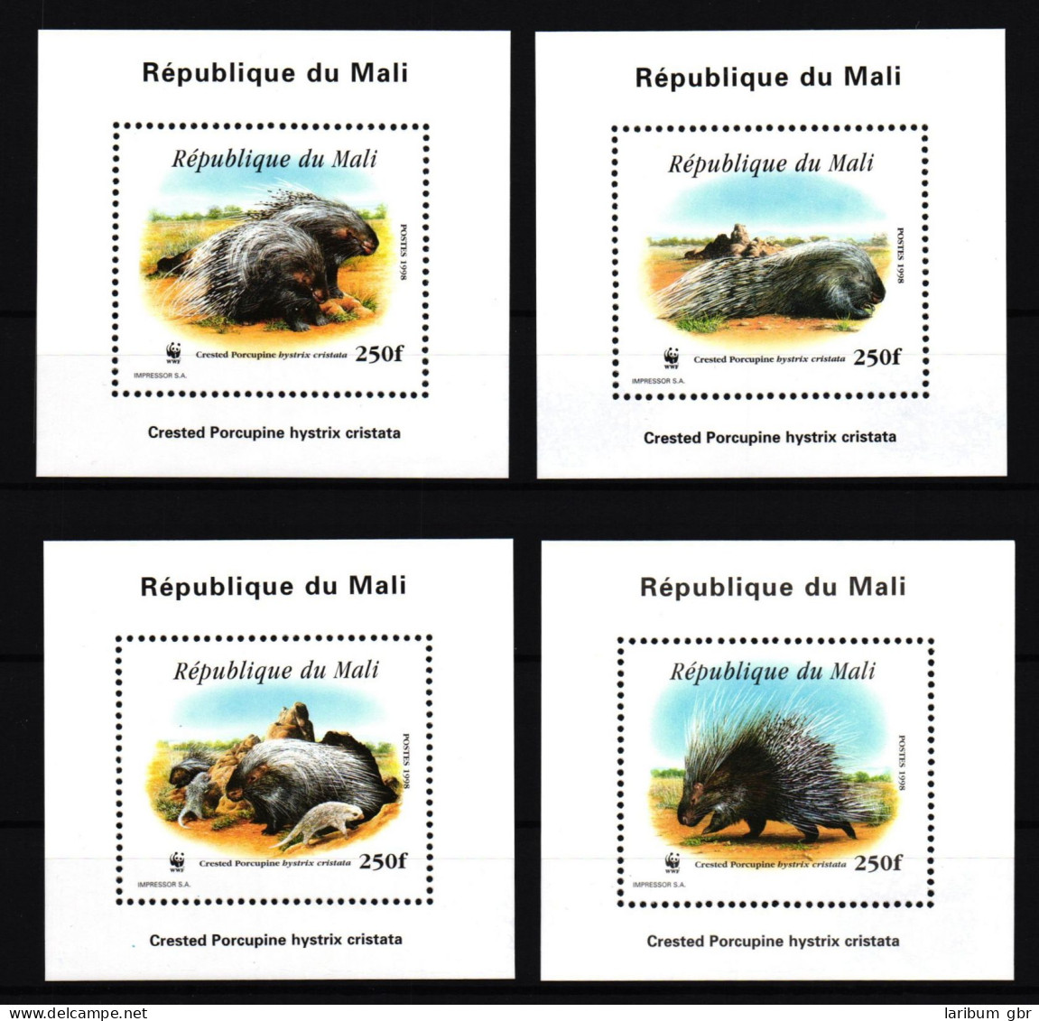 Mali 1974-1977 Postfrisch Als Einzelblöcke, Stachelschweine #IG242 - Malí (1959-...)