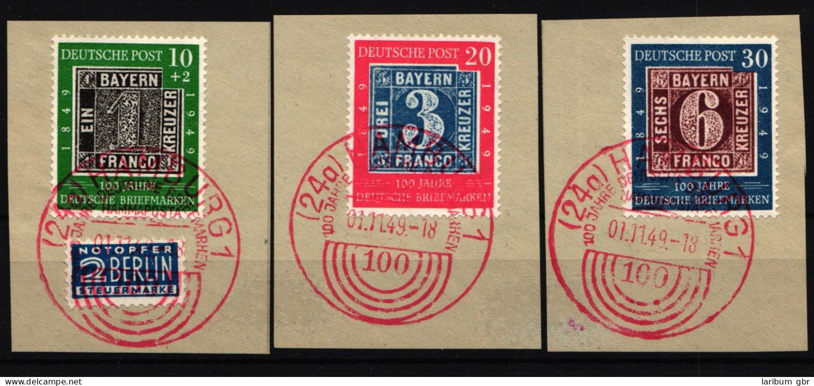 BRD 113-115 Gestempelt Roter Sonderstempel Hamburgia #IT450 - Autres & Non Classés