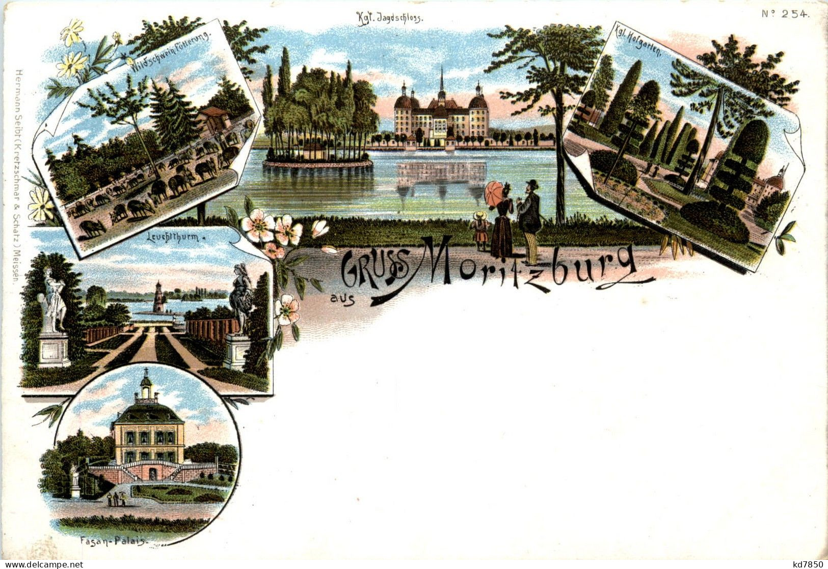 Gruss Aus Moritzburg - Litho - Dresden