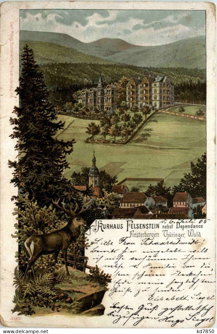 Finsterbergen - Kurhaus Felsenstein - Litho - Friedrichroda