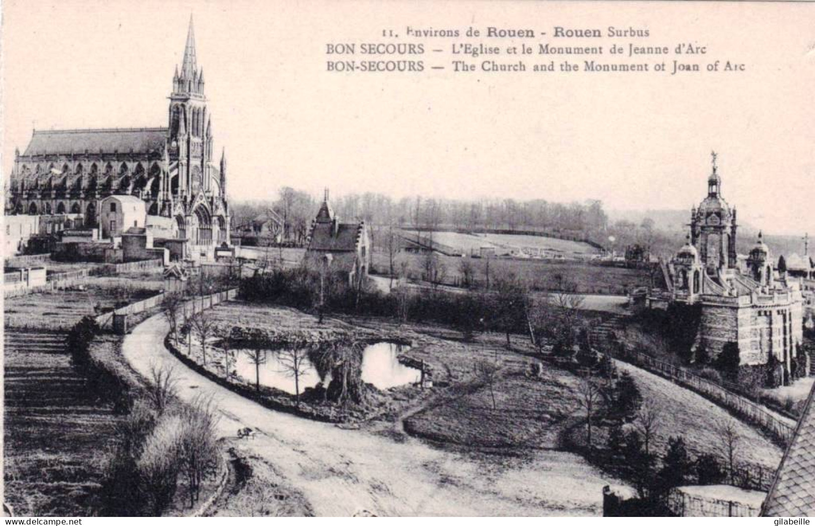 76 - Seine Maritime -  BON SECOURS ( Bonsecours )  - L'église Et Le Monument De Jeanne D'Arc - Bonsecours