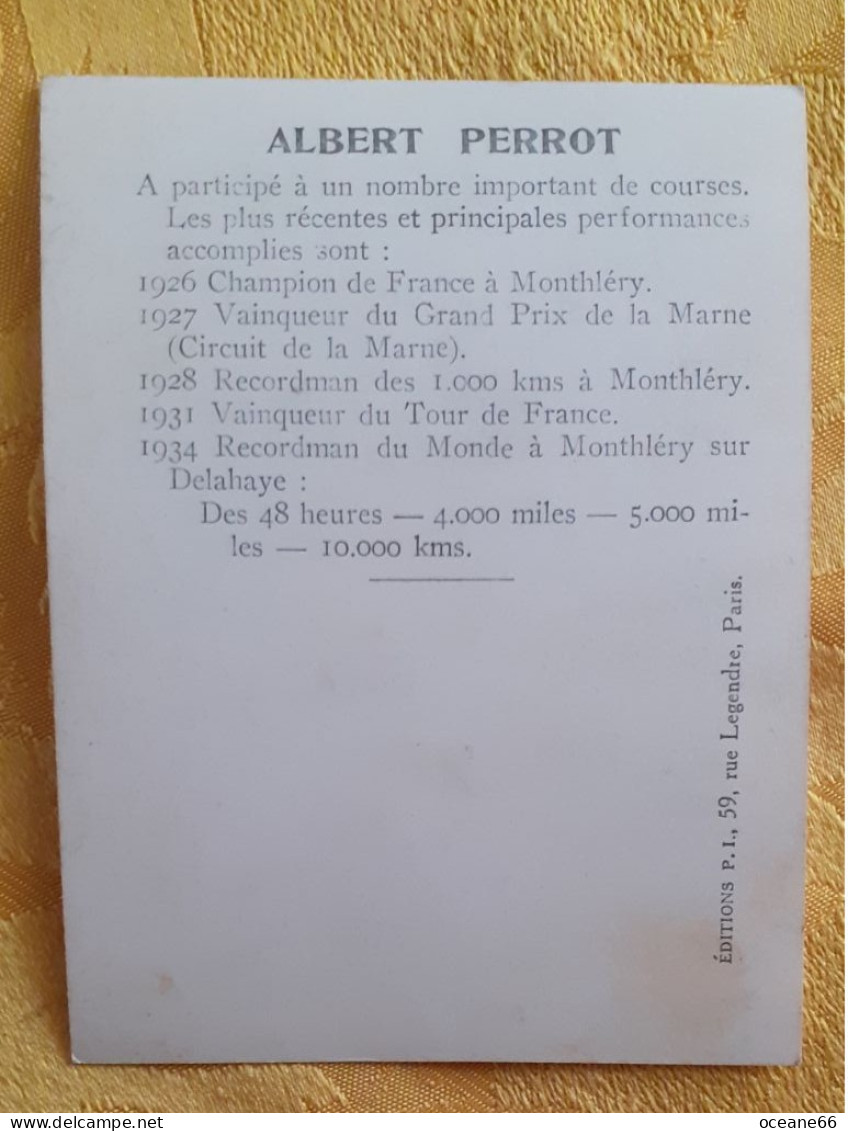 Albert Perrot Champion De France 1926 Offert Par Byrrh Apéritif  Format 9 X 12 Cm - Autres & Non Classés