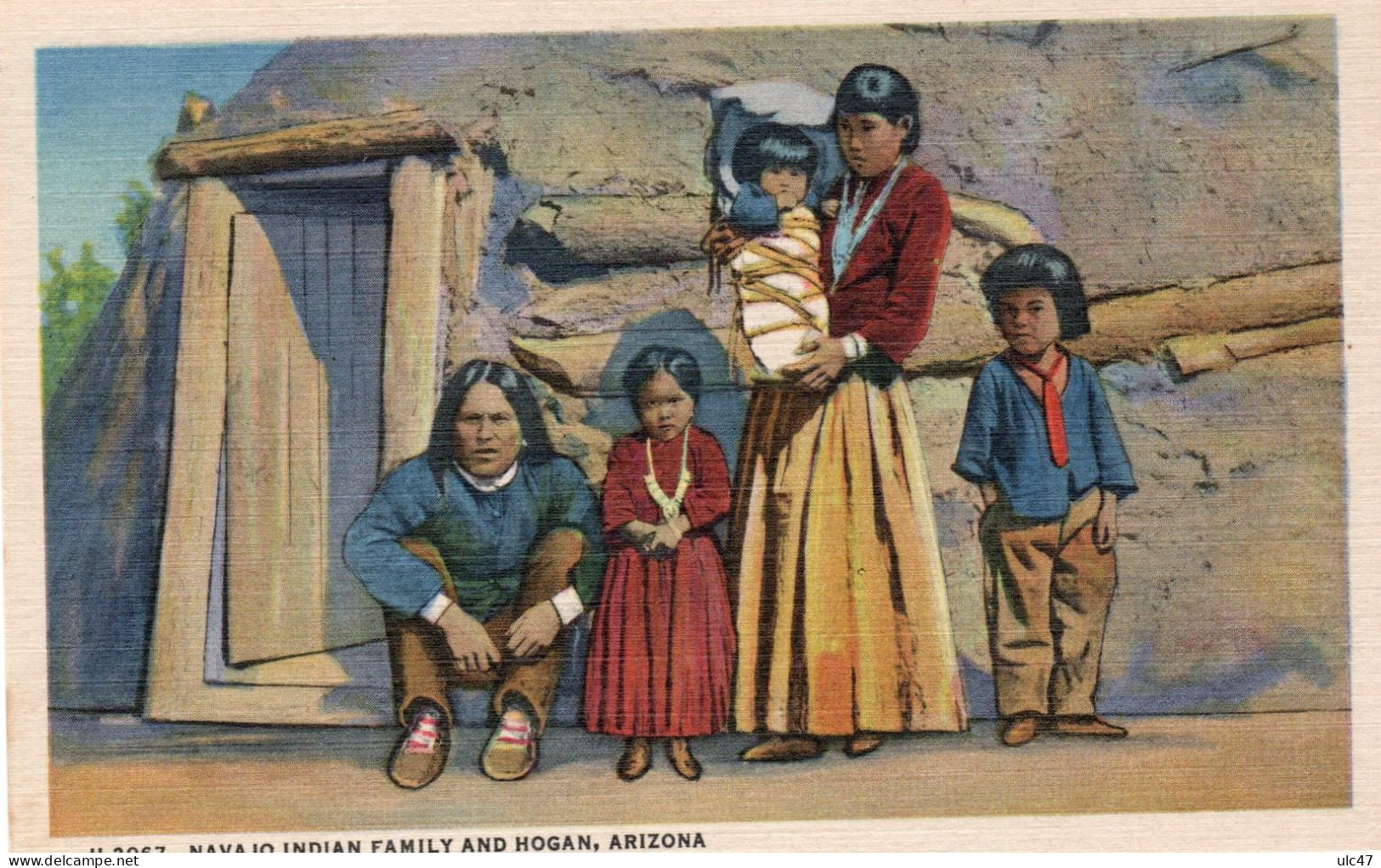 - NAVAJO INDIAN FAMILY AND HOGAN.  ARIZONA. - Scan Verso - - Other & Unclassified