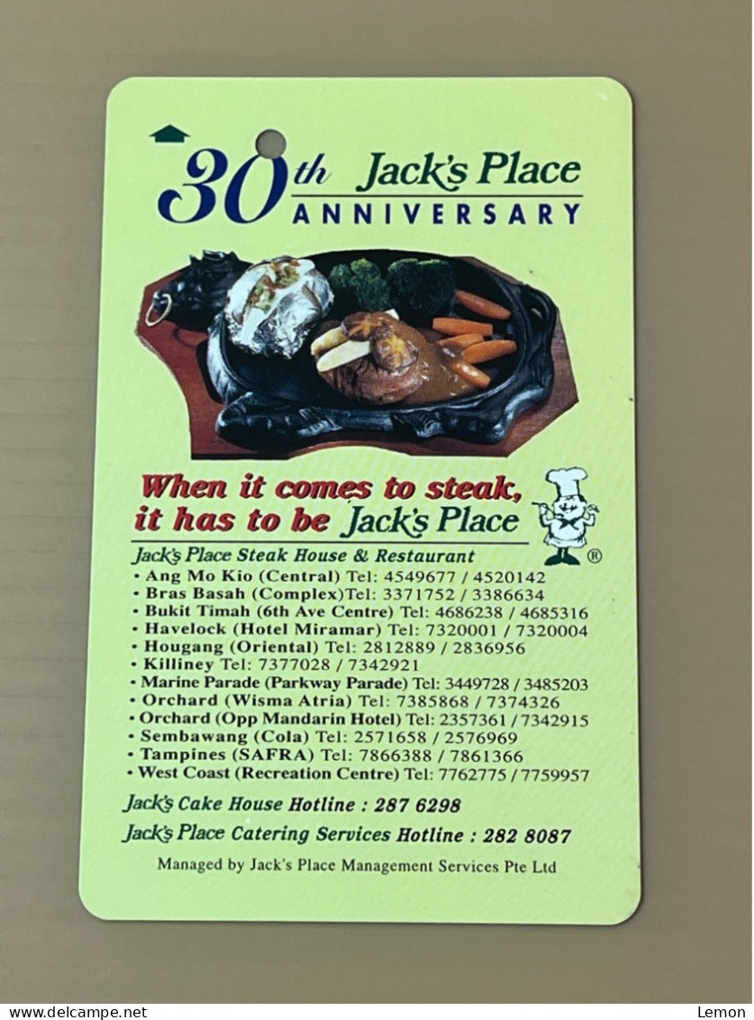 Singapore SMRT TransitLink Metro Train Subway Ticket Card, Jack’s Place 30th Anniversary, Set Of 1 Used Card - Singapour