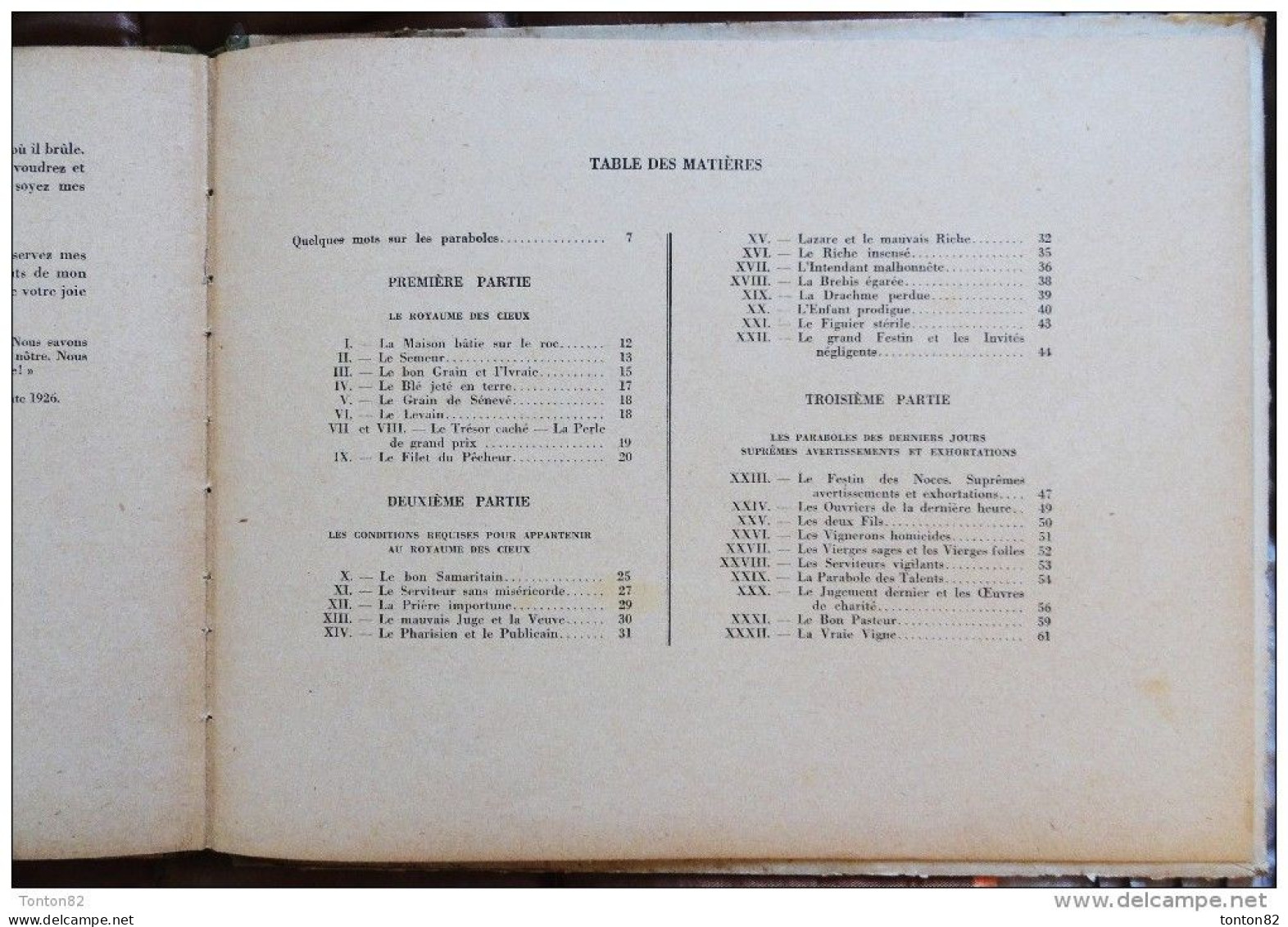 Abbé Félix Klein - Les Paraboles Évangéliques - Éditions SPES - ( 1925 ) .