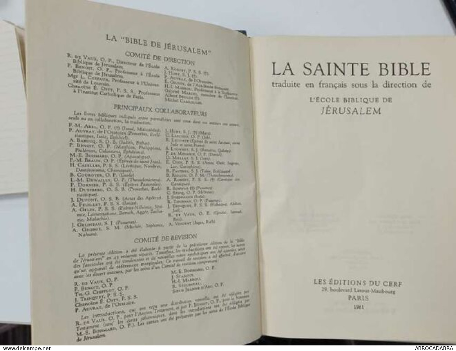 La Sainte Bible Traduite En Français Sous La Direction De L'école Biblique De Jérusalem - Religión