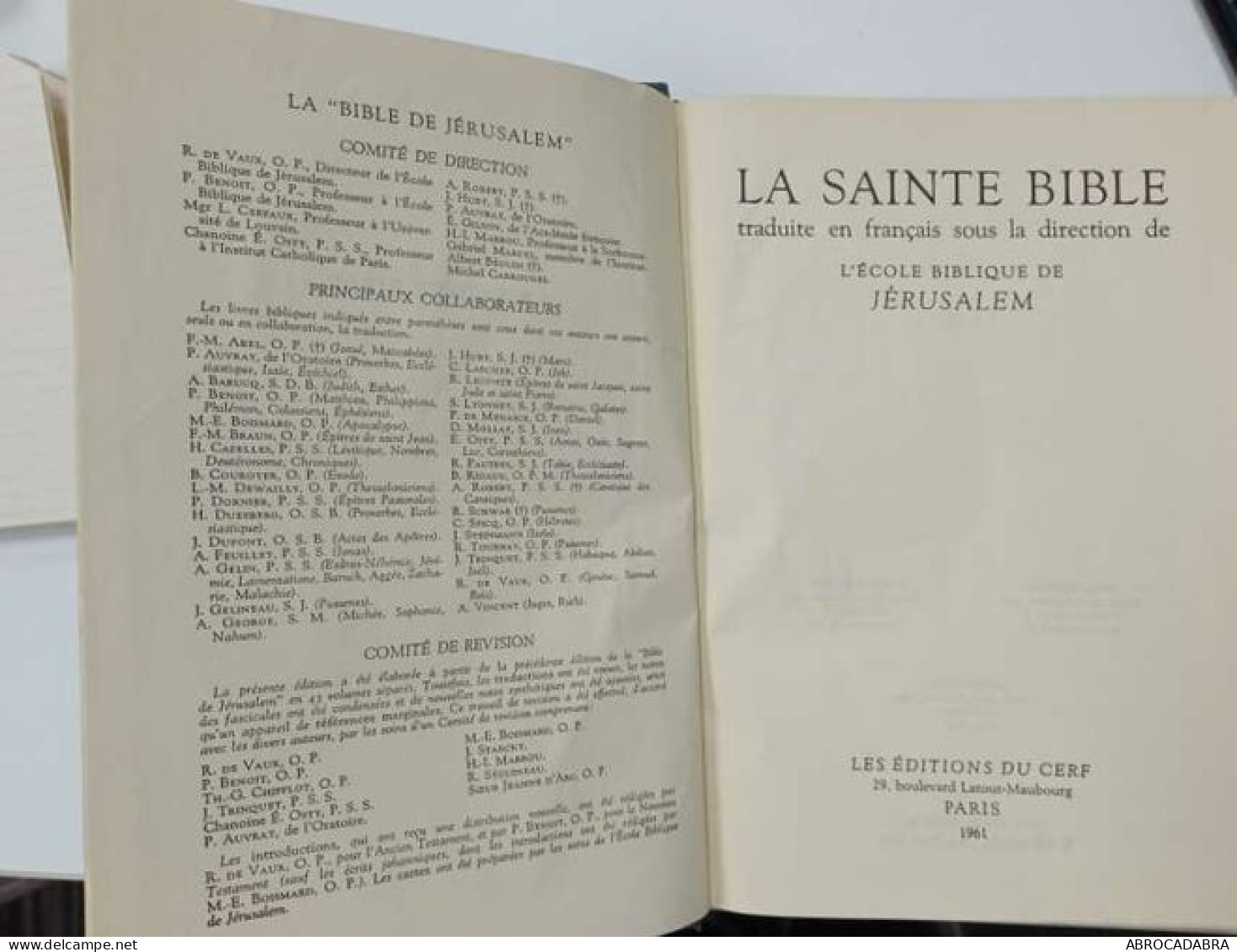 La Sainte Bible Traduite En Français Sous La Direction De L'école Biblique De Jérusalem - Religion