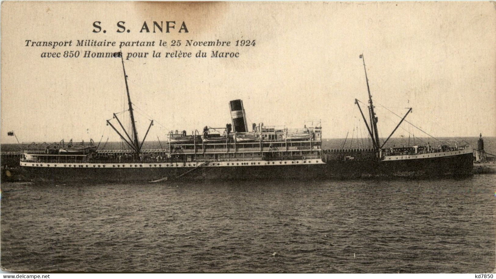 SS Anfa - Transport Militaire Partant De 25 Novembre 1924 - Paquebote