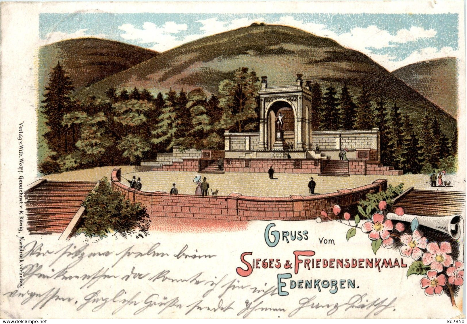 Gruss Vom Sieges & Friedensdenkmal Edenkoben - Litho - Edenkoben