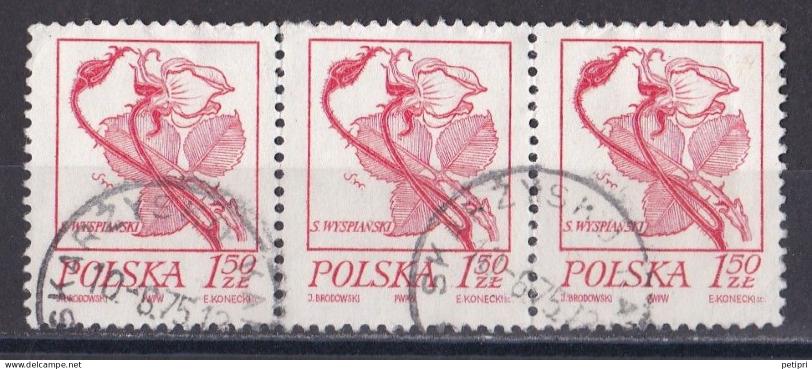 Pologne - République 1971 - 1980   Y & T N °  2138  Bande De 3 Oblitérés - Gebruikt