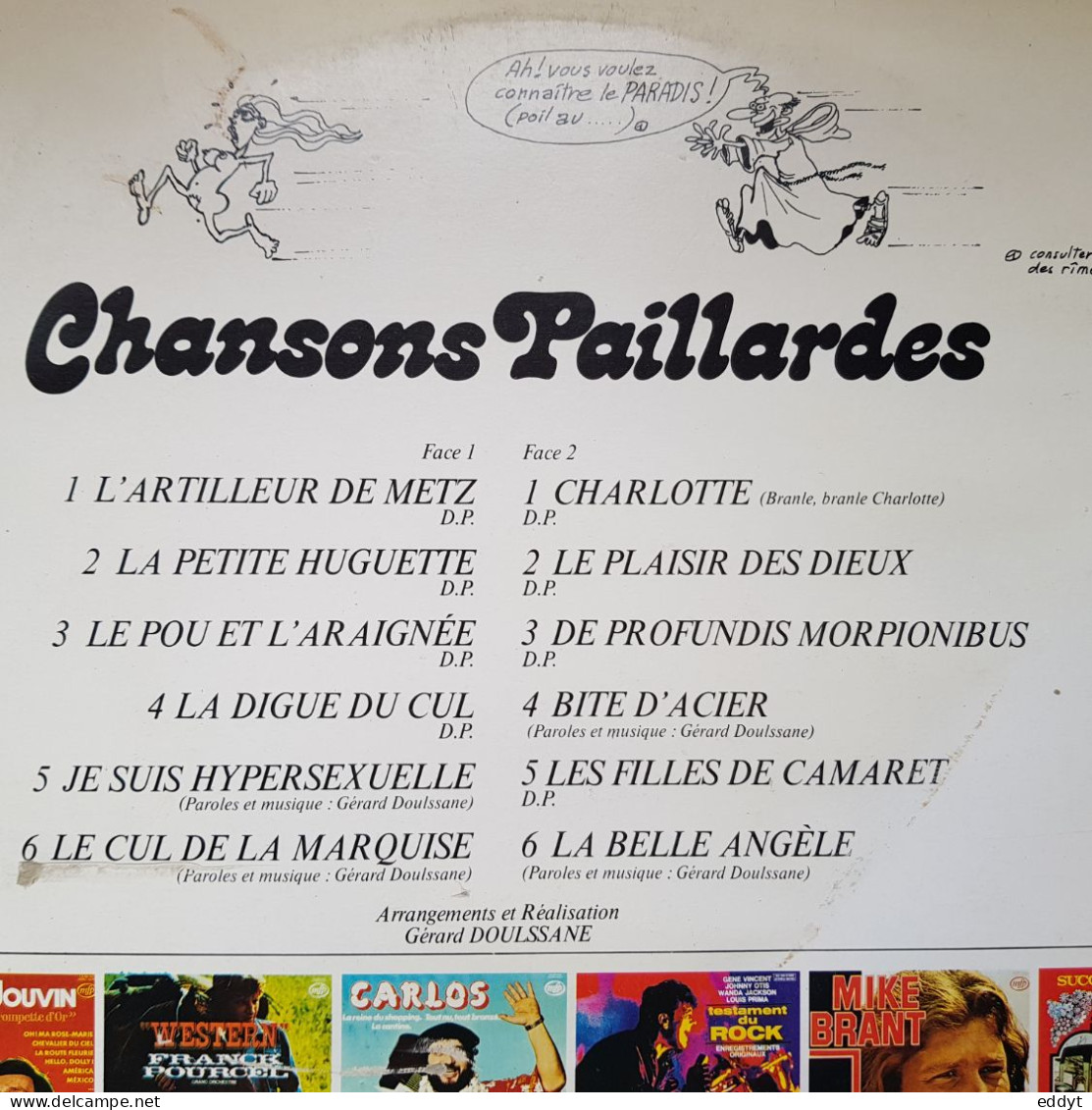 DISQUE vinyle 33 T -  CHANSONS PAILLARDES  " réservé aux adultes "  interdit aux moins  de 18 ans   " Charlotte la petit