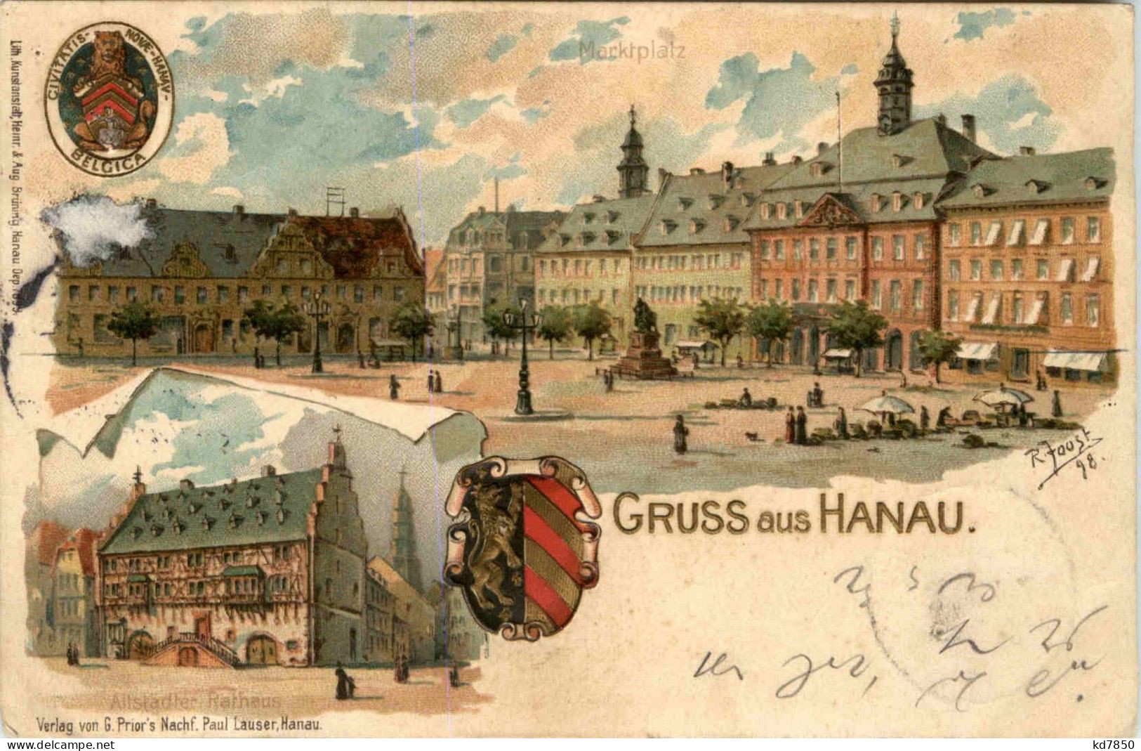 Gruss Aus Hanau - Litho - Hanau