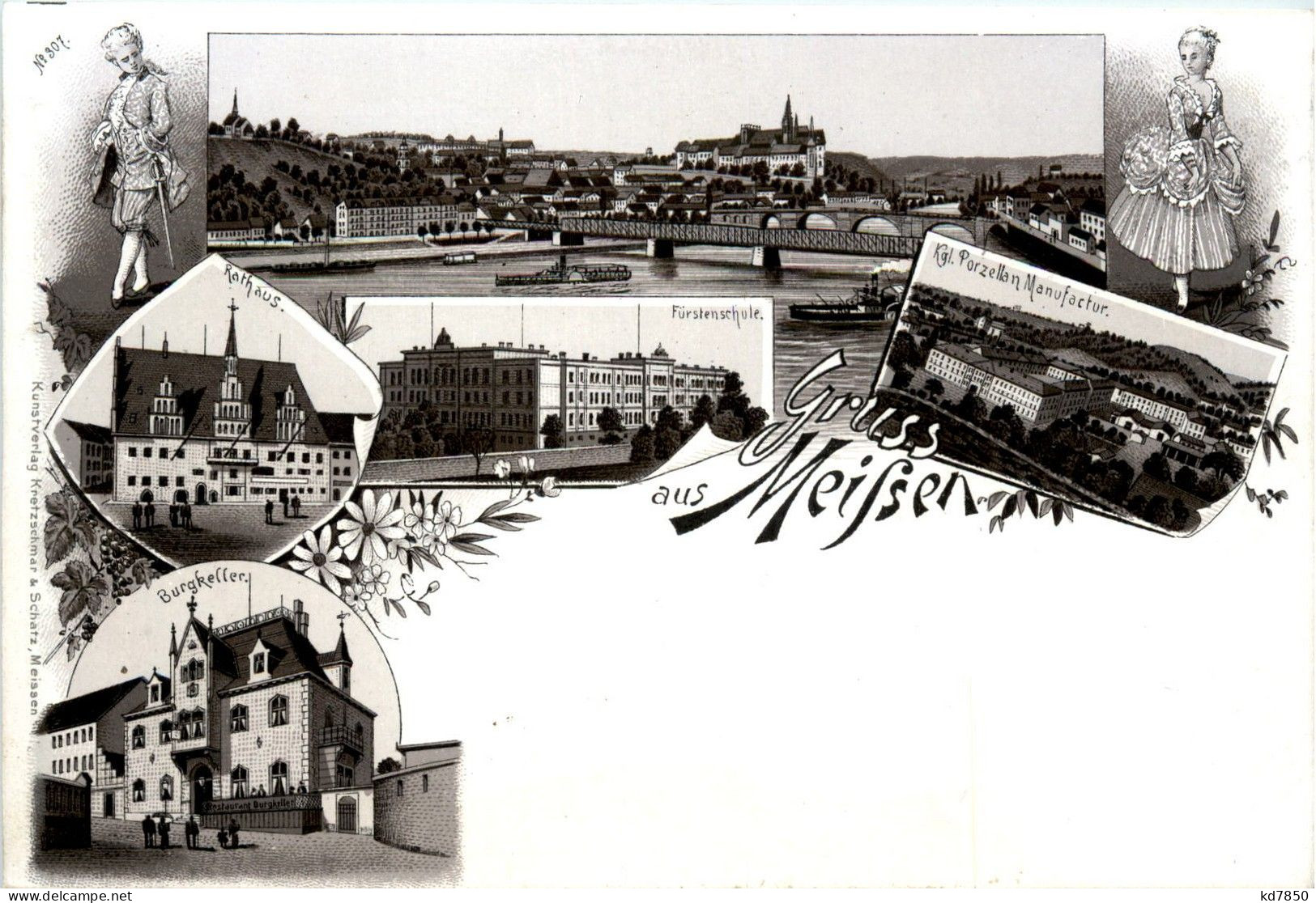 Gruss Aus Meissen - Litho - Meissen