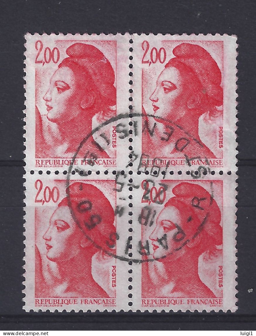 LIBERTE 1983.  Bloc X 4 TP Oblitéré.  Y&T N° 2274 - 2,00 F. Rouge. Cachet Rond Du 23-5-1984. TB. - 1982-1990 Liberté (Gandon)