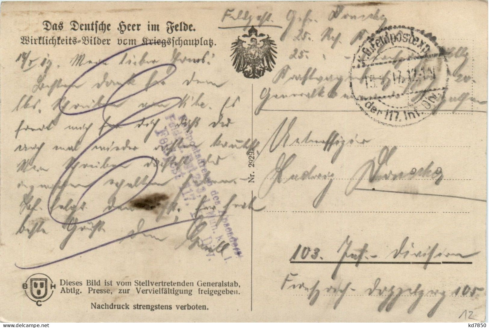 Lebensmittel Empfang - Feldpost - Guerra 1914-18