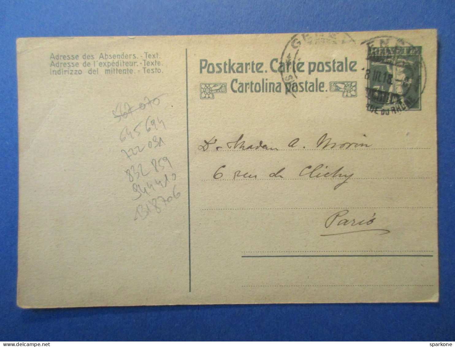 Helvetia - Suisse - Entier Postal - 1918 - Entiers Postaux