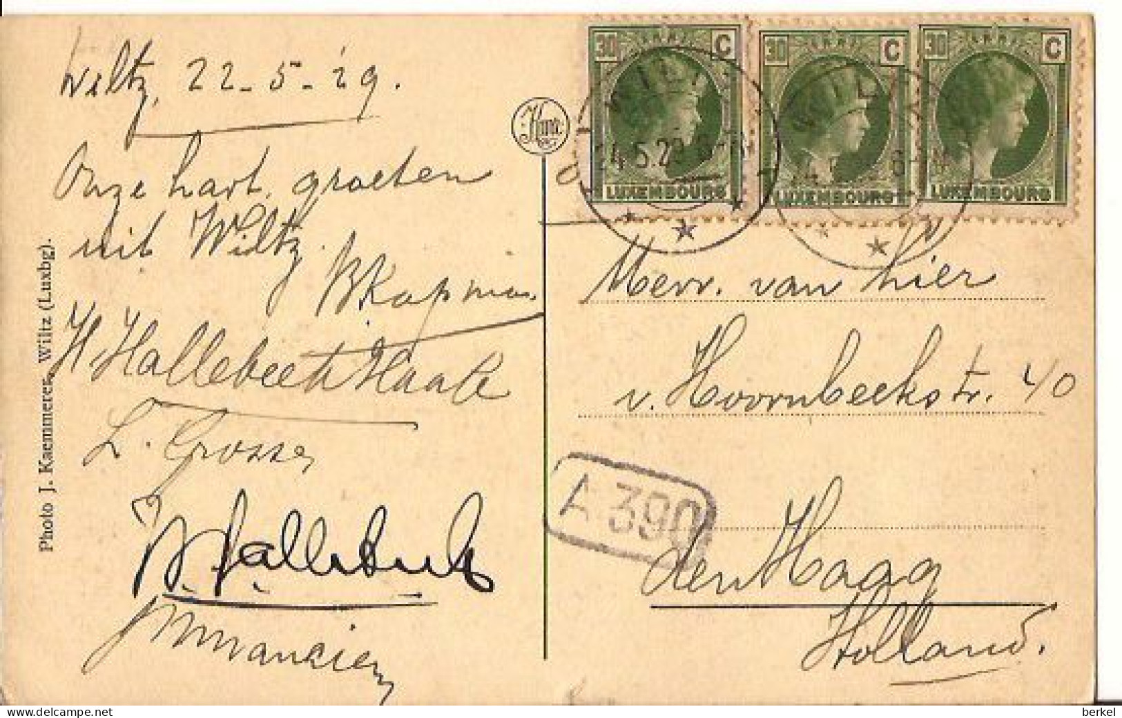 WILTZ VILLE HAUTE 1929  AVEC 3 TIMBRES  1318/d1 - Wiltz