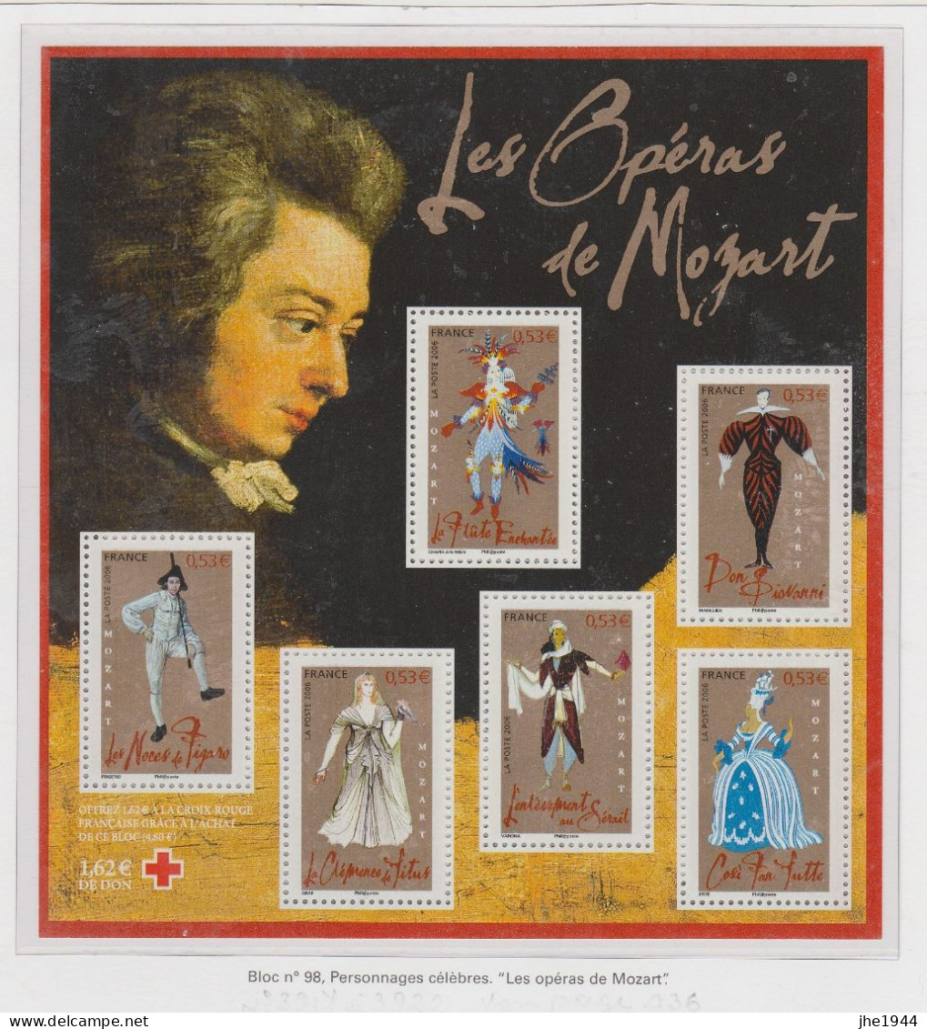 France Bloc N° 98 ** Les Opéras De Mozart - Nuevos