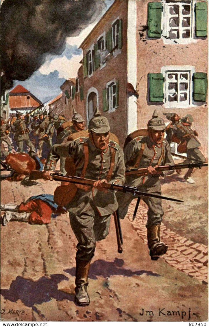 Im Kampf - Künstlerkarte O. Merte - Feldpost - Guerre 1914-18