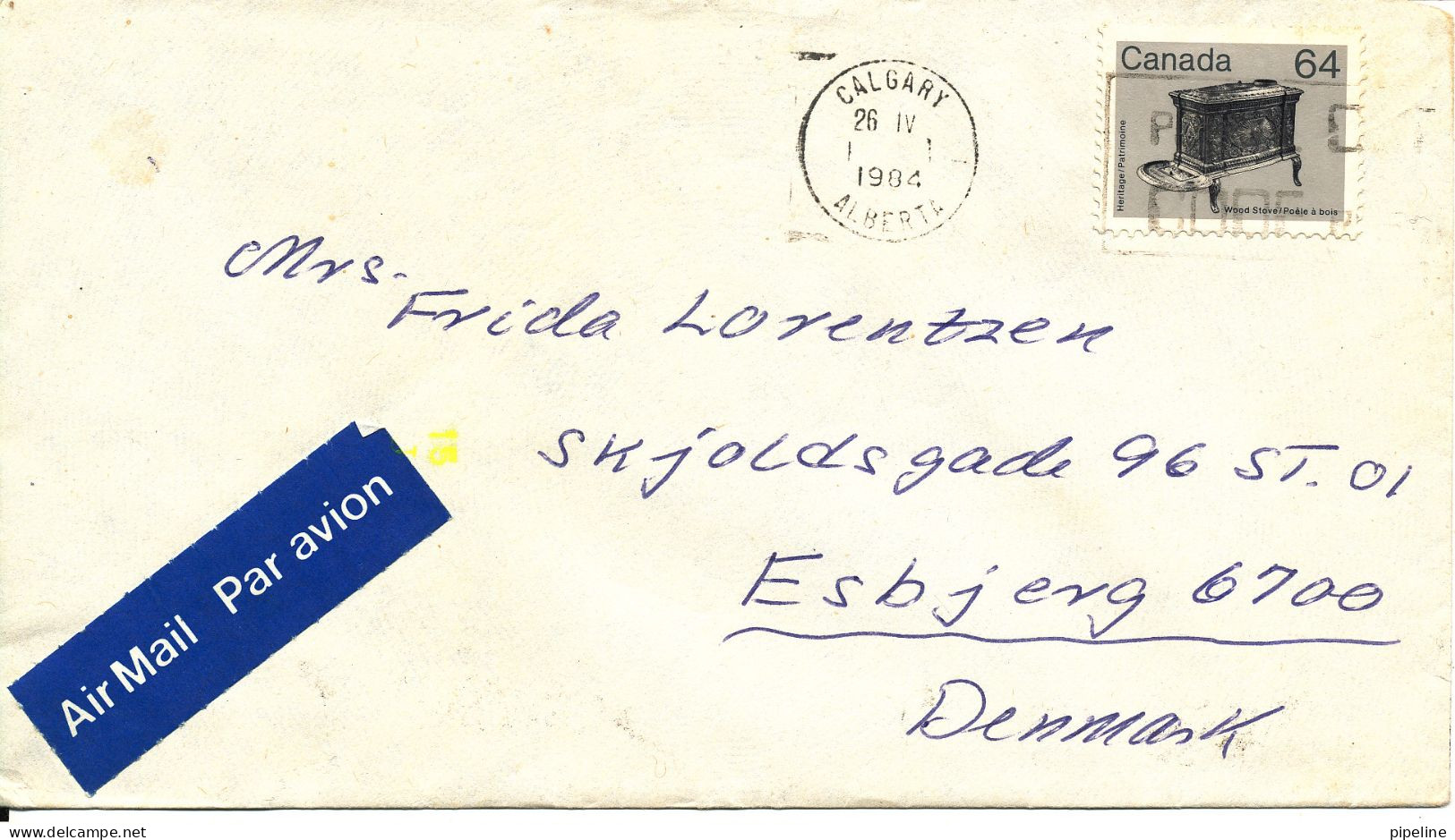 Canada Cover Sent Air Mail To Denmark Calgary 26-4-1984 Single Franked - Lettres & Documents