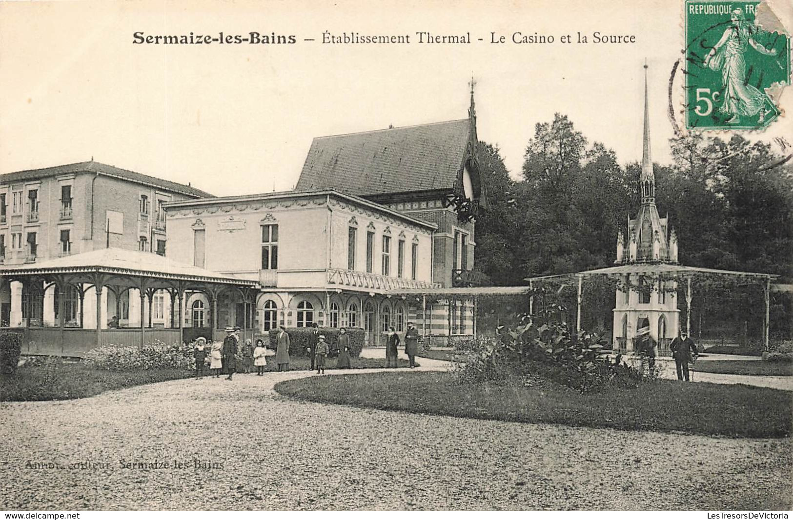 FRANCE - Sermaize Les Bains - Etablissement Thermal - Le Casino Et La Source - Animé - Carte Postale Ancienne - Sermaize-les-Bains