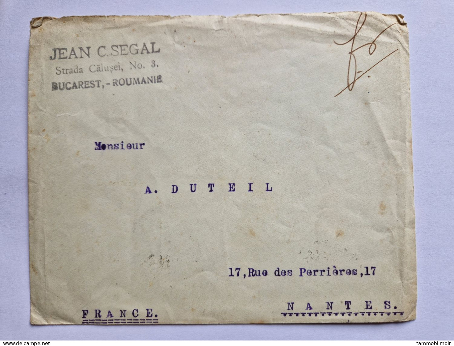 Romania, Cover From Bucharest To Nantes, France, 1926; 2 King Ferdinand Stamps - Cartas & Documentos