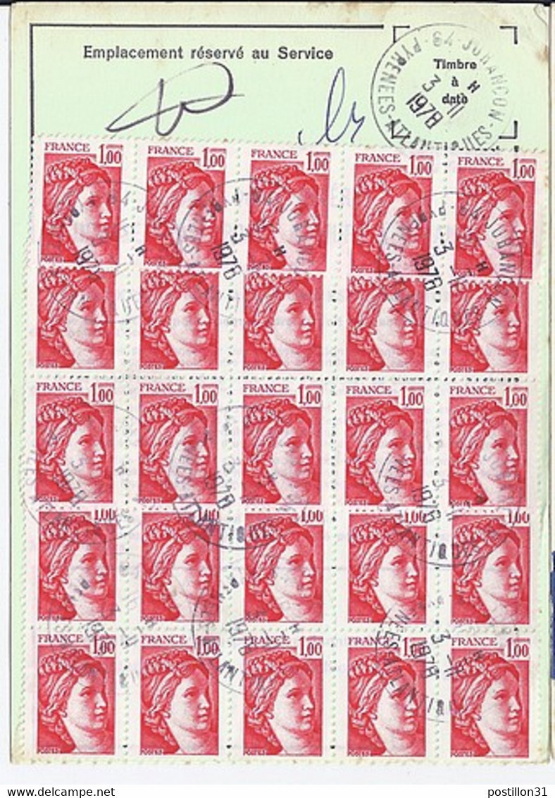 TYPE SABINE DE GANDON N° 1972 X 25  SUR ORDRE DE REEXPEDITION  DE JURANCON / 1978 - 1977-1981 Sabine (Gandon)