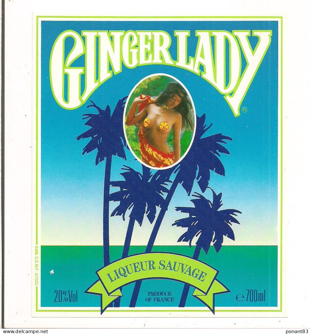 Etiquette Ginger Lady - Liqueur Sauvage - Buste De Jeune Femme Dénudé  - - Autres & Non Classés