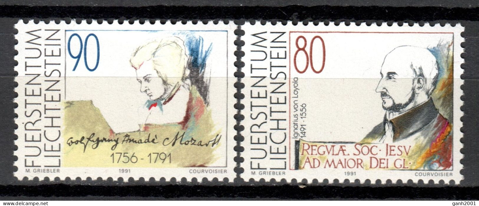 Liechtenstein 1991 / Saint Ignacio De Loyola Wolfgang A. Mozart Celebrities MNH Personajes Celebridades / Hp13  31-6 - Otros & Sin Clasificación