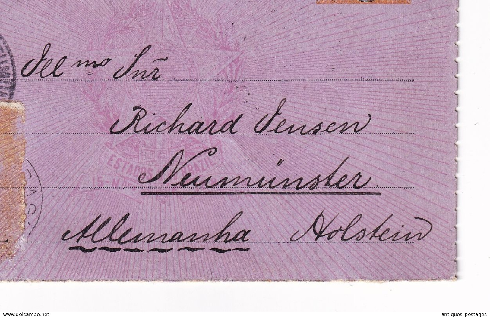 Carta Jaraguá 1899 Brésil Brazil Brasil Neumünster Deutschland Alemanha Via Pernambuco Lisboa - Entiers Postaux