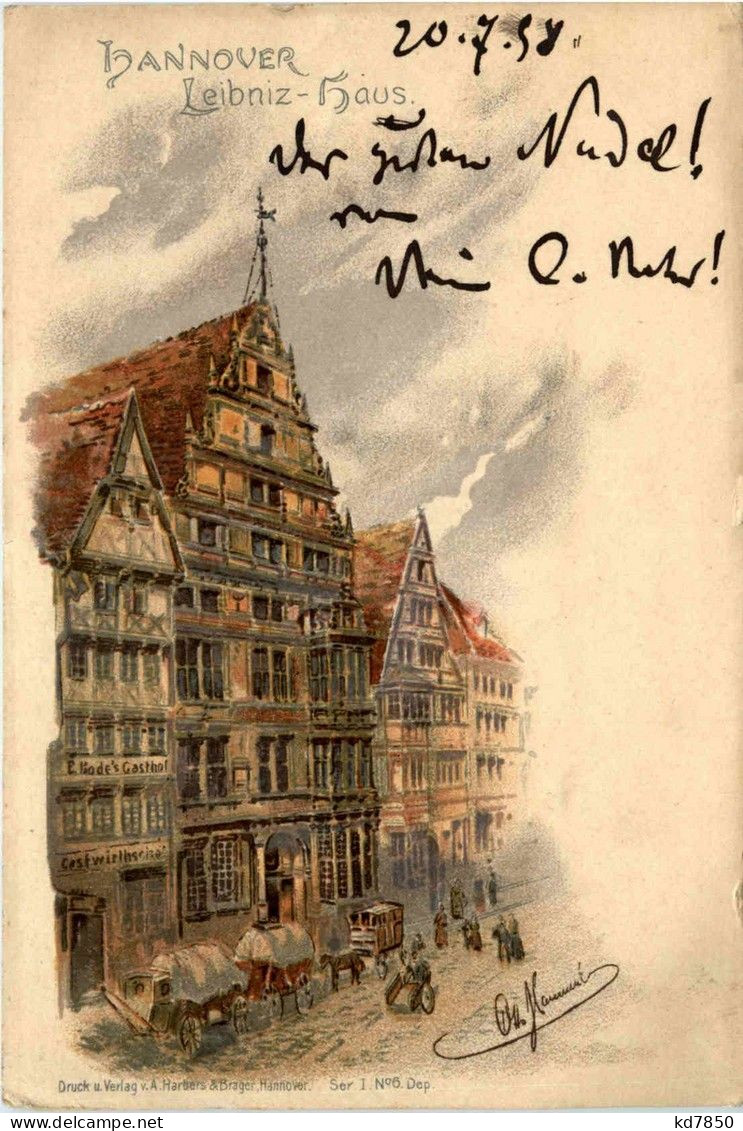 Hannover - Leibnitz Haus - Litho - Hannover