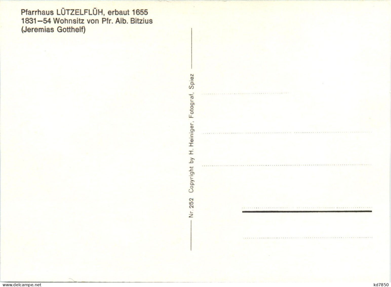 Lützelflüh Im Emmental - Pfarhaus - Lützelflüh