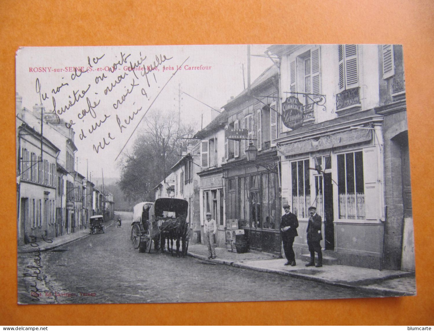 CPA -  ROSNY SUR SEINE - GRANDE RUE - CAFE DU COMMERCE - Rosny Sur Seine