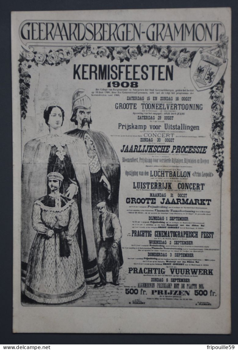 Geraardsbergen - Grammont - Kermisfeesten 1908 - Repro-affiche - Programme - Géants - - Geraardsbergen