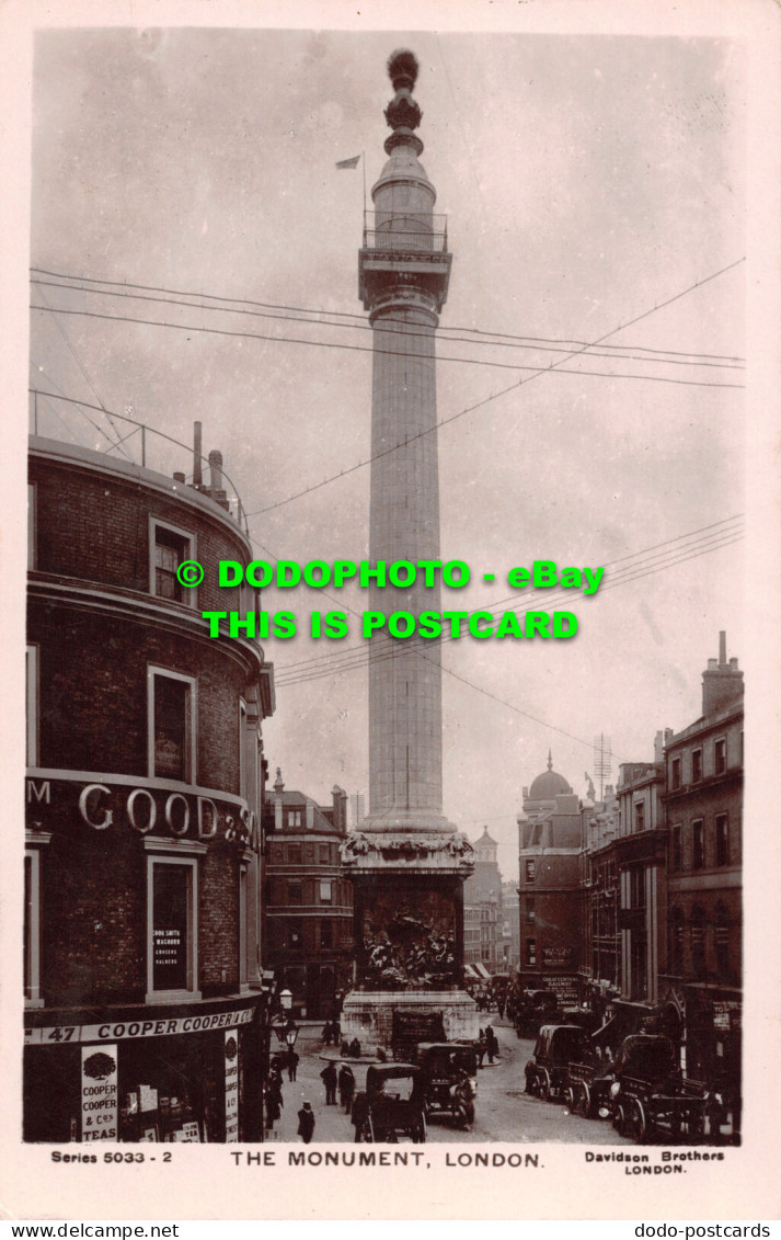 R498701 London. The Monument. Davidson Brothers. Real Photographic Series 5033. - Andere & Zonder Classificatie