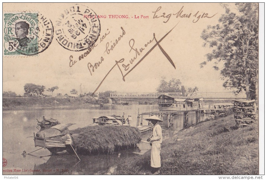 INDOCHINE  CARTE POUR LA FRANCE  AMBULANT LANGSON A HANOI 1912 - Briefe U. Dokumente