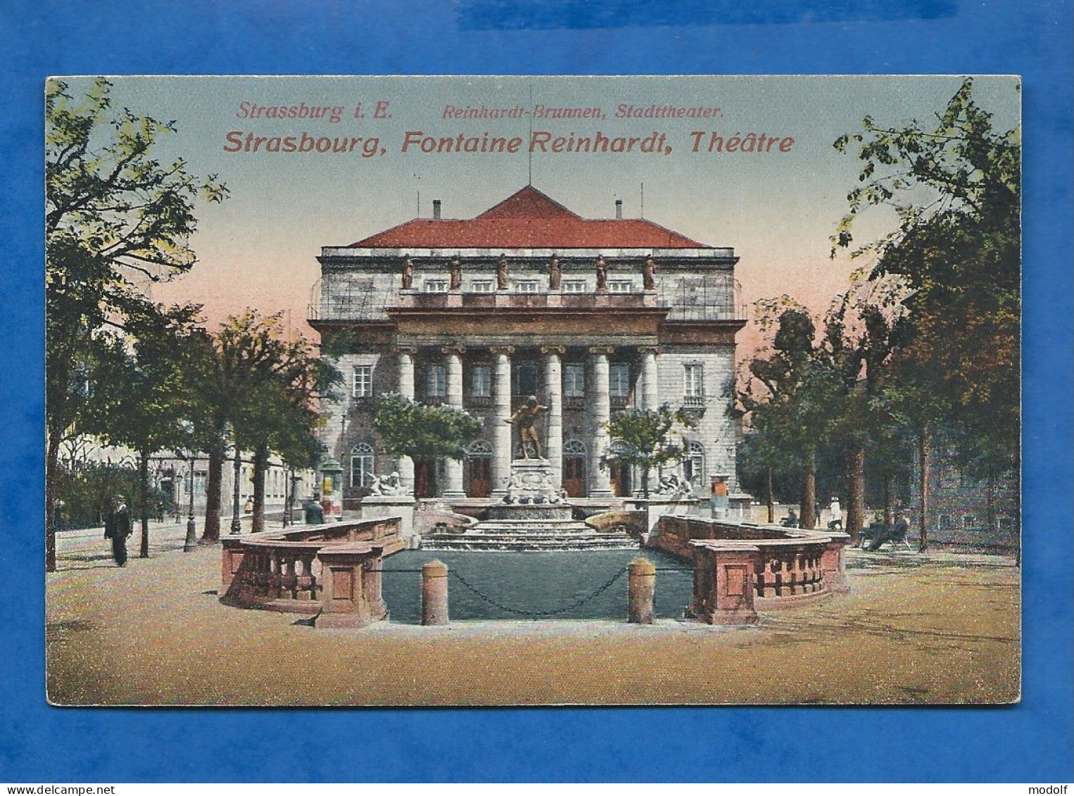 CPA - 67 - Strasbourg - Fontaine Reinhardt, Théâtre - Colorisée - Circulée En 1914 - Strasbourg