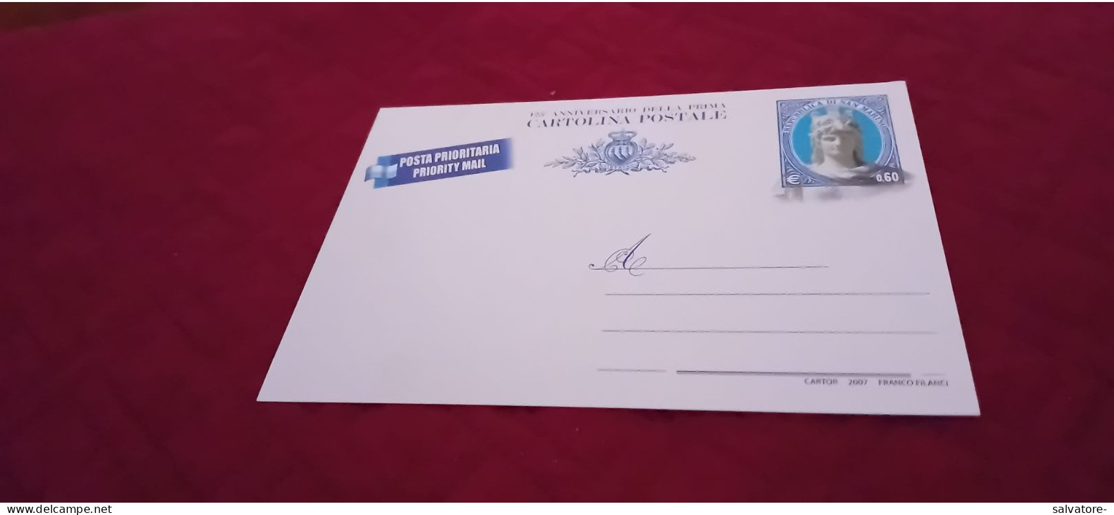 CARTOLINA POSTALE 125° ANNIVERSARIO DELLA PRIMA- NUOVA - Stamped Stationery