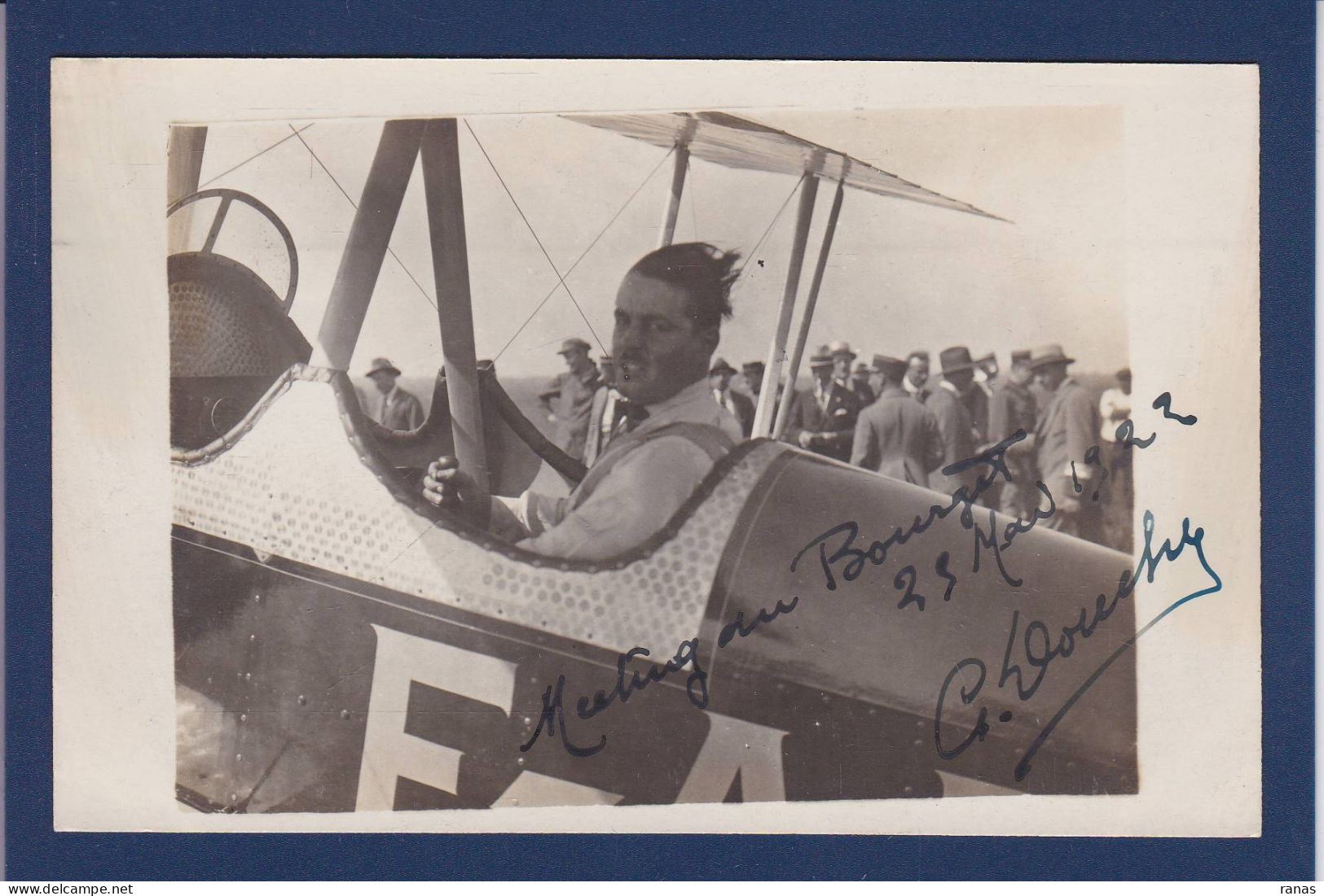 CPA Autographe Signature De DOUCHY Pilote Aviateur Aviation Carte Photo Le Bourget 1922 - Aviatori E Astronauti