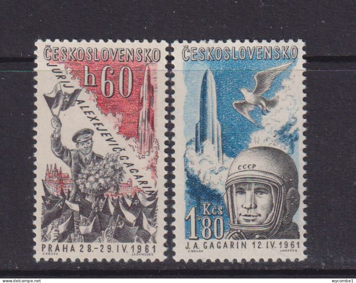 CZECHOSLOVAKIA  - 1961 Yuri Gagarin Set Never Hinged Mint - Unused Stamps