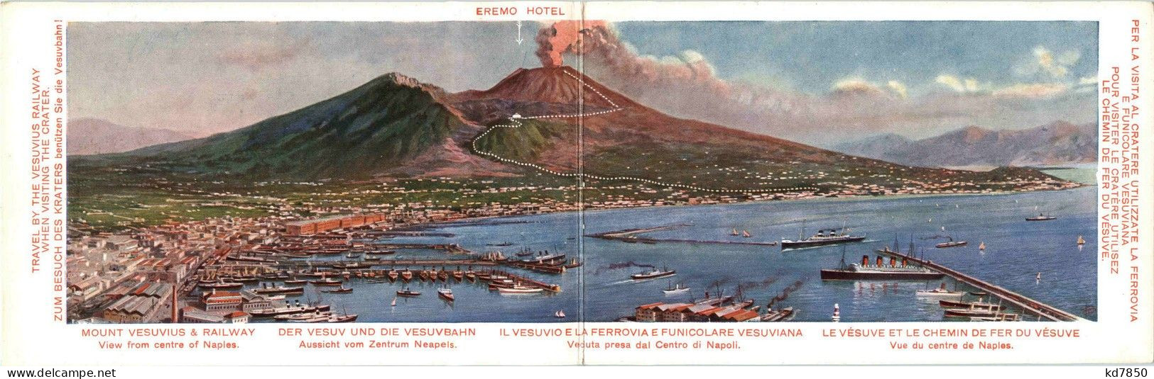 Napoli - Il Vesuvio E La Ferrovia E Funicolare Vesuviana - Klappkarte - Napoli