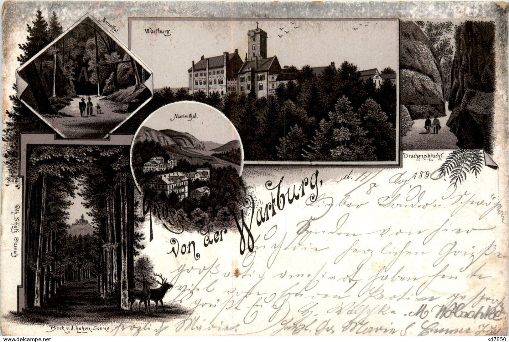 Gruss Von Der Wartburg - Litho 1896 - Eisenach