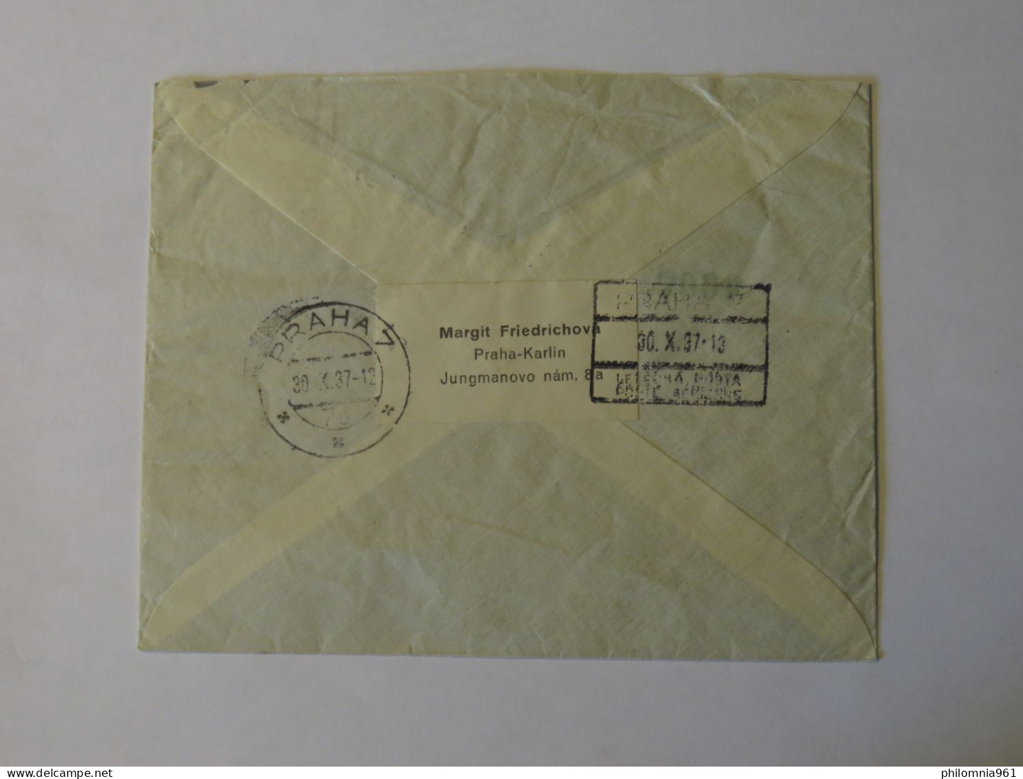 CZECHOSLOVAKIA  AIRMAIL COVER TO UNITED STATES 1937 - Sonstige & Ohne Zuordnung