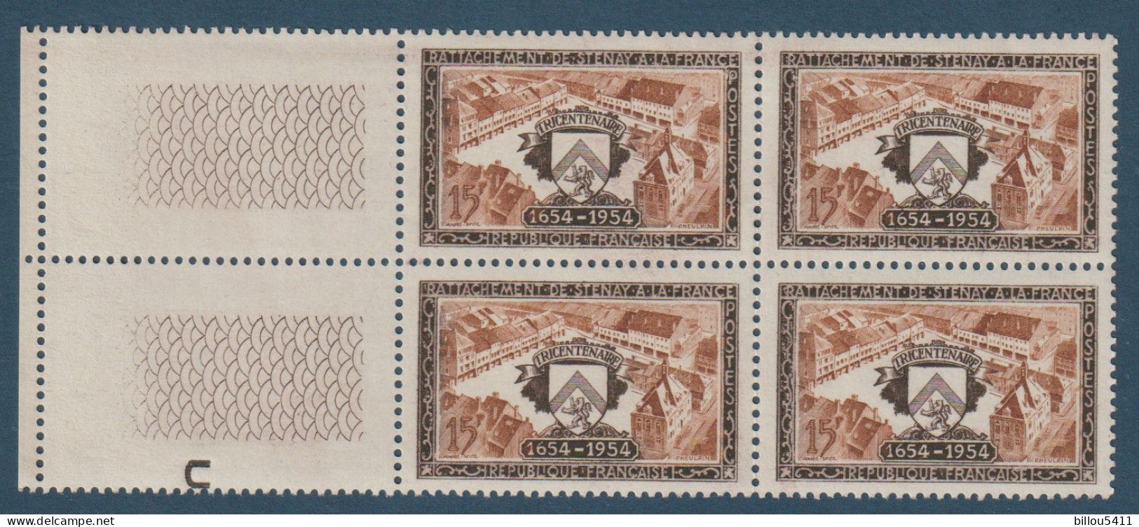 France - 1954 - N°Yv. 987 -  Rattachement De Stenay - Bloc De 4 - Neuf Avec Bord De Feuille Luxe ** / MNH / Postfrisch - Unused Stamps