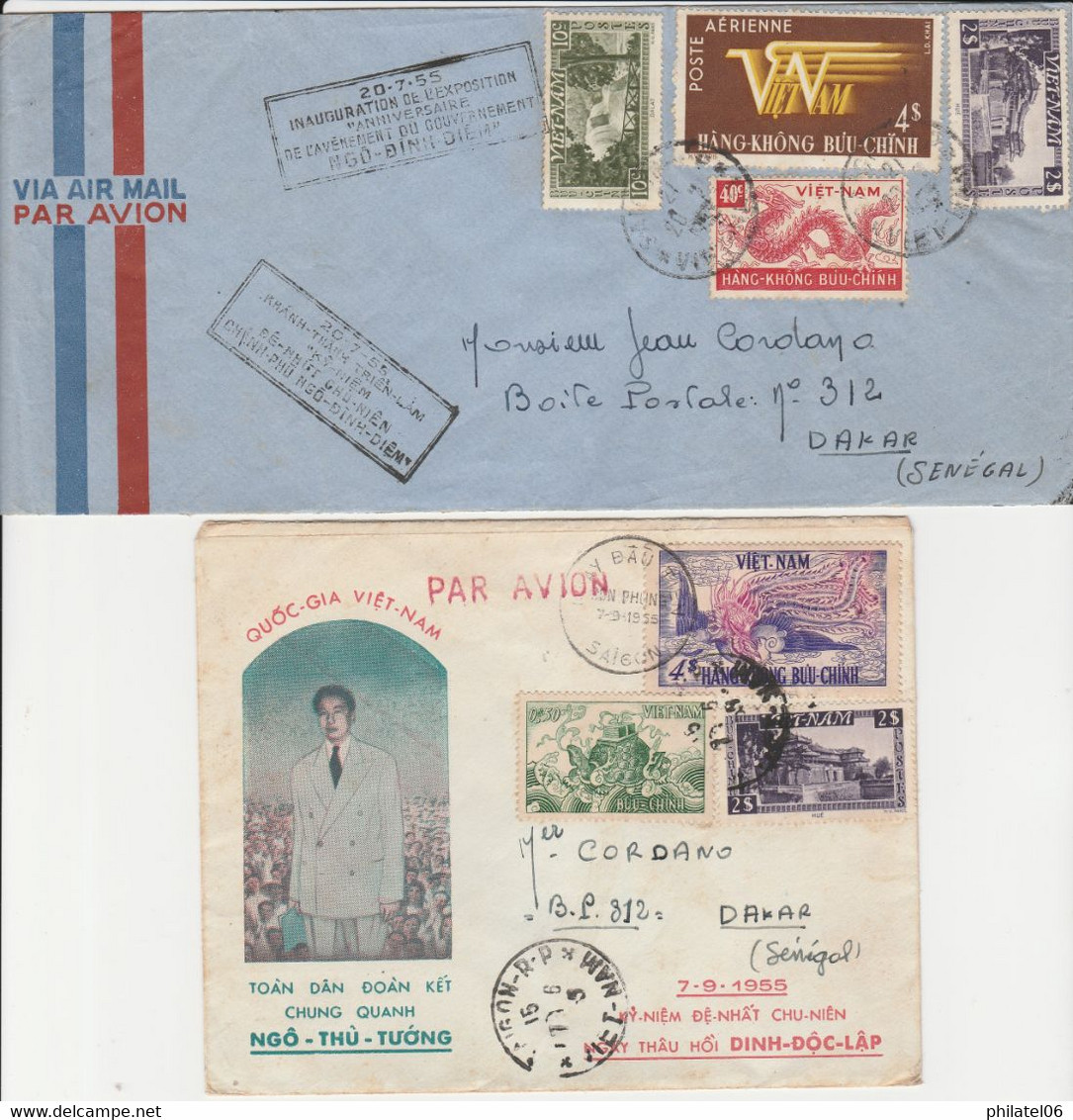 VIETNAM  2 LETTRES  1955 - Viêt-Nam