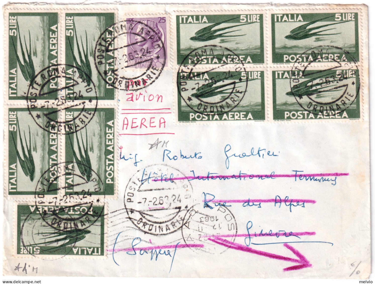 1967-SIRACUSANA Per Macchinette Lire 25 + POSTA AEREA Lire 5 Singolo E Due Blocc - 1961-70: Storia Postale