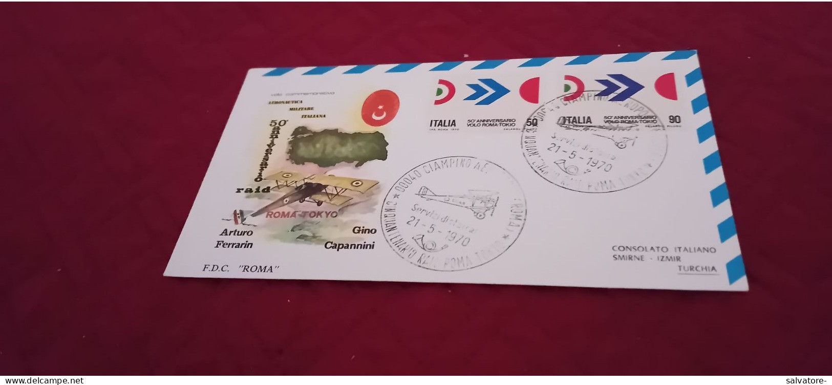 LETTERA 50° ANNIVERSARIO RAID ROMA- TOKYO- 1970 - 1946-....: Modern Tijdperk