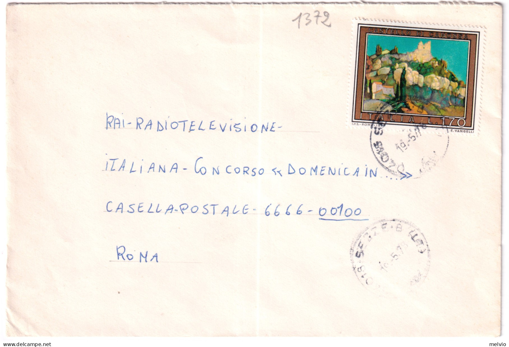 1973-TURISTICA Castello Di Canossa Lire 170 Isolato Su Busta - 1971-80: Storia Postale