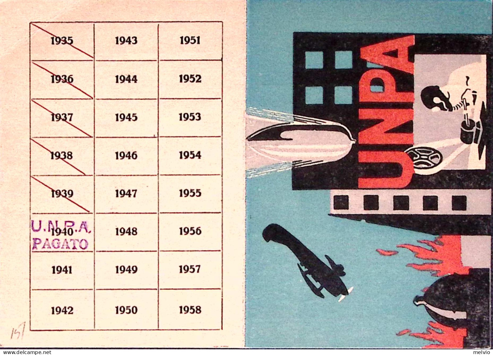 1940-U.N.P.A. (U. N.PROTEZIONE ANTIAEREA) Tessera Iscrizione Datata Verona (1.3) - Mitgliedskarten